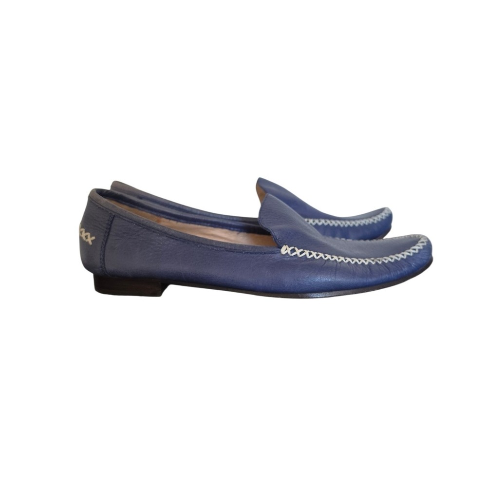 Diane Von‎ Furstenberg Blue Leather Chucky Stich Pointed toe Loafers sz 7-7.5